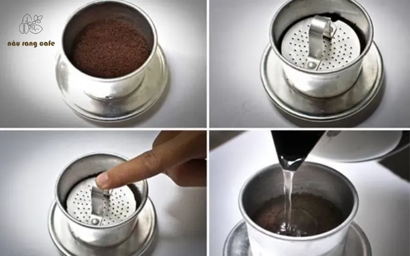 Các bước pha cà phê phin tại nhà đơn giản, từ chuẩn bị cà phê đến thêm sữa và thưởng thức