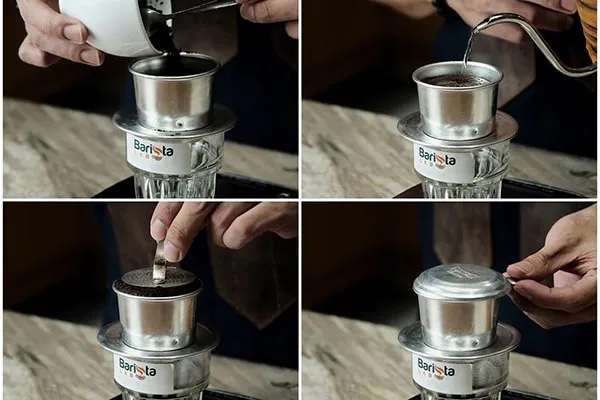 Các bước pha cà phê phin truyền thống cho cà phê muối