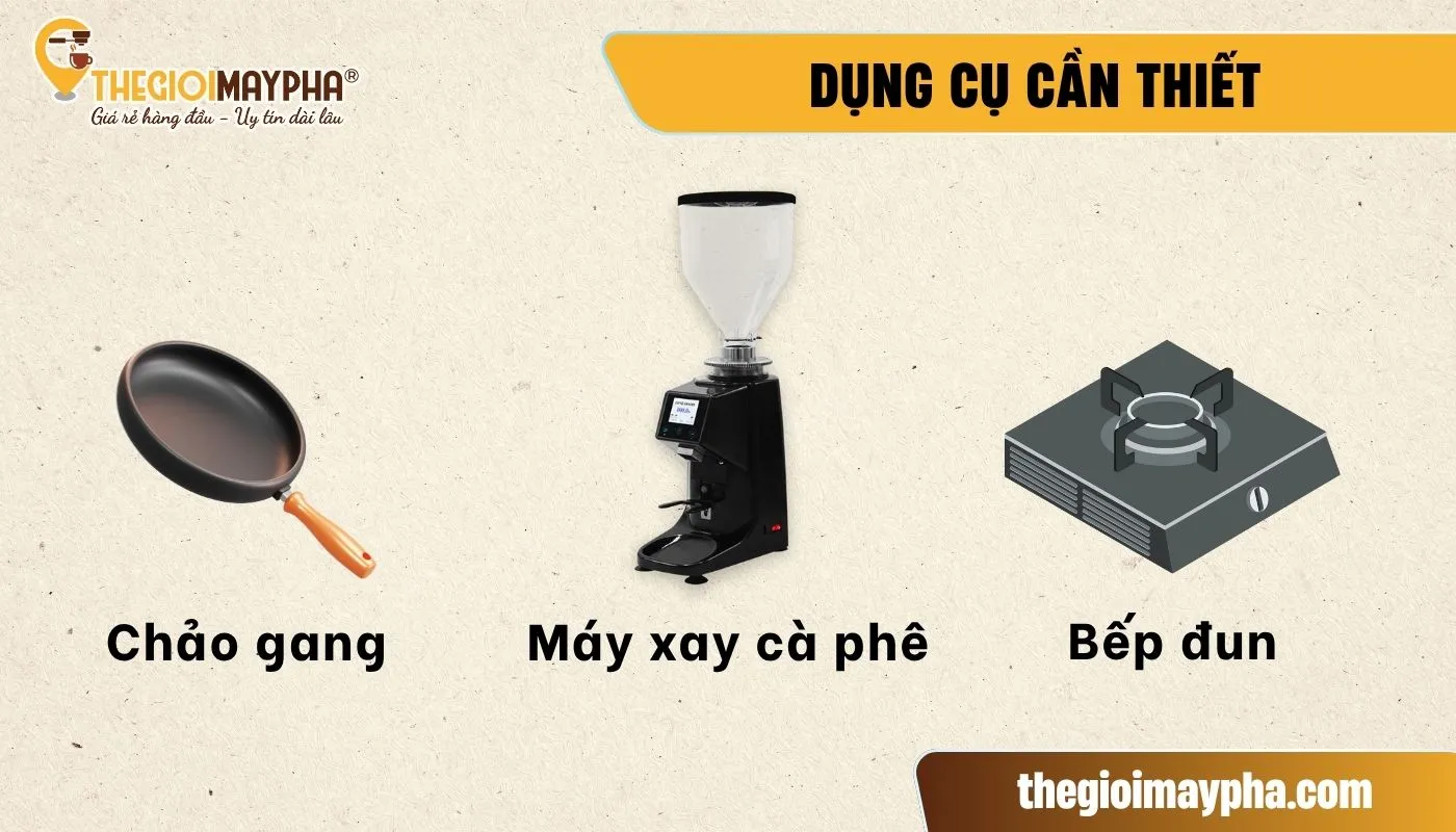 Các dụng cụ nên có khi chọn cách rang cà phê pha máy