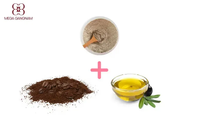 Đắp mặt nạ bã cà phê với dầu oliu dưỡng ẩm sâu cho da khô