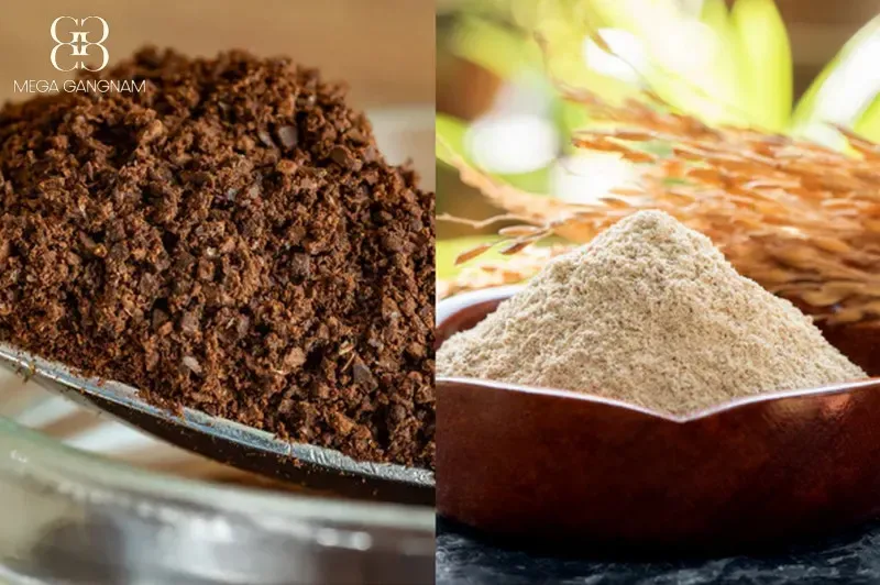 Đắp mặt nạ với bã cà phê và cám gạo dưỡng trắng da an toàn tại nhà