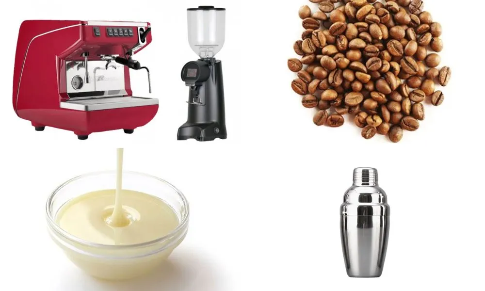 Dụng cụ pha chế chuyên nghiệp giúp đảm bảo chất lượng cà phê sữa pha máy đồng nhất