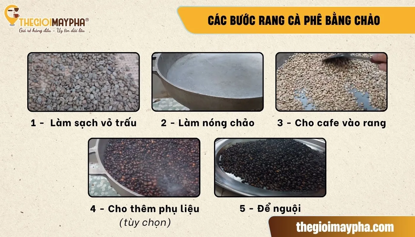 Hướng dẫn cách rang cà phê hạt tại nhà đơn giản với chảo gang