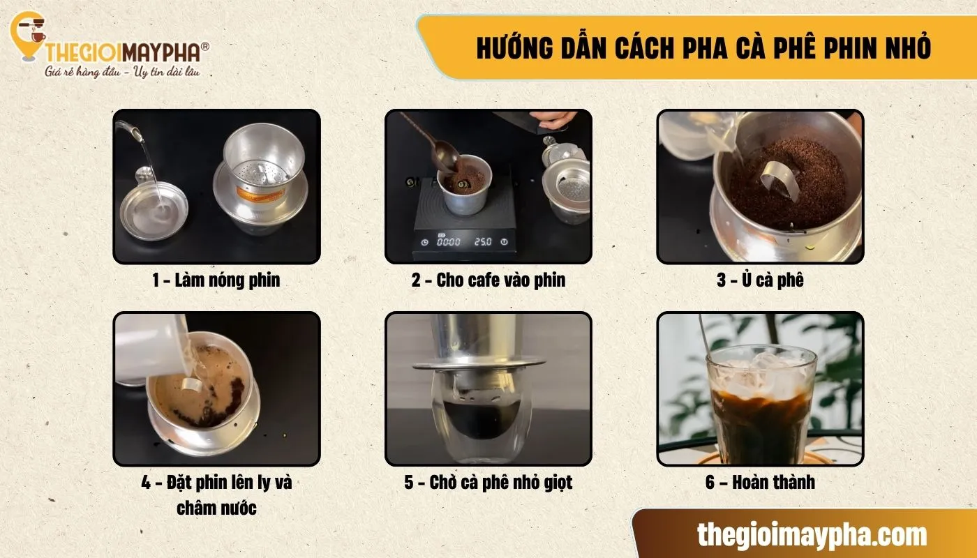 Hướng dẫn pha cà phê phin tại nhà chi tiết bằng phin nhỏ