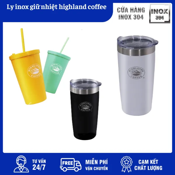 Ly inox giữ nhiệt Highland Coffee màu sắc đơn giản, phù hợp làm quà tặng