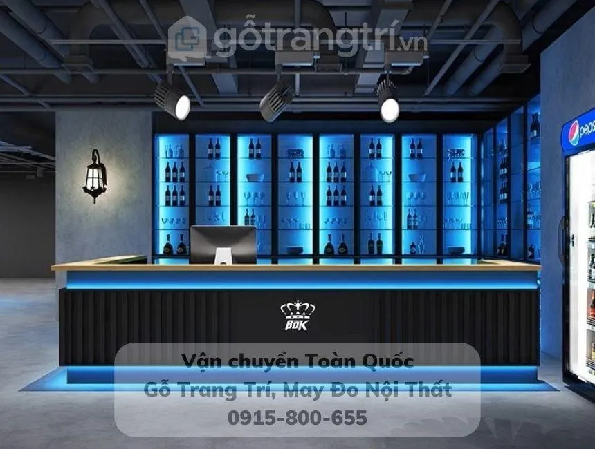 Mẫu quầy bar cà phê phong cách retro tinh tế, nhỏ gọn GHS-41963