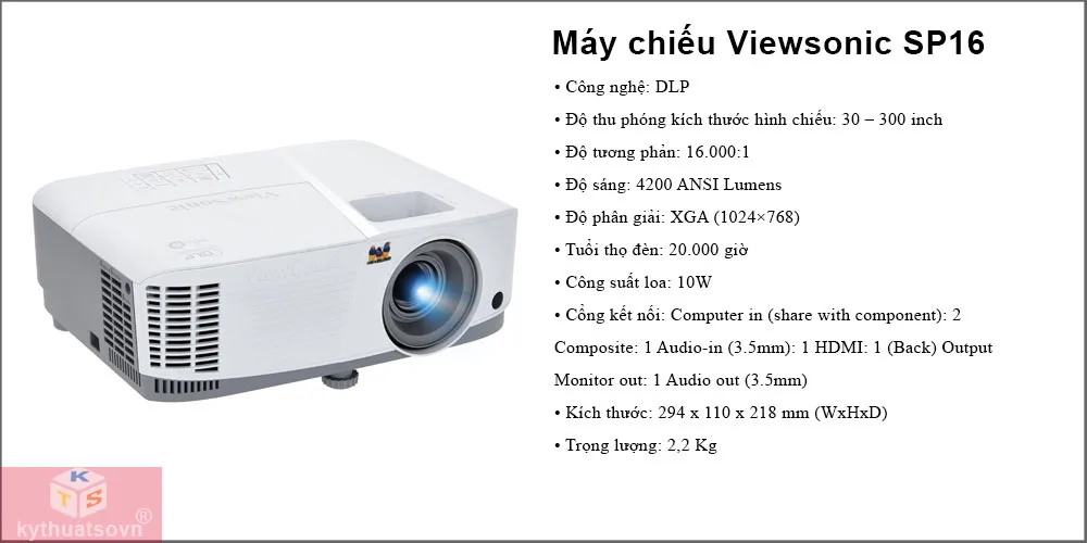 Máy chiếu Viewsonic SP16 được thiết kế nhỏ gọn, dễ dàng di chuyển, và mang lại hình ảnh chi tiết