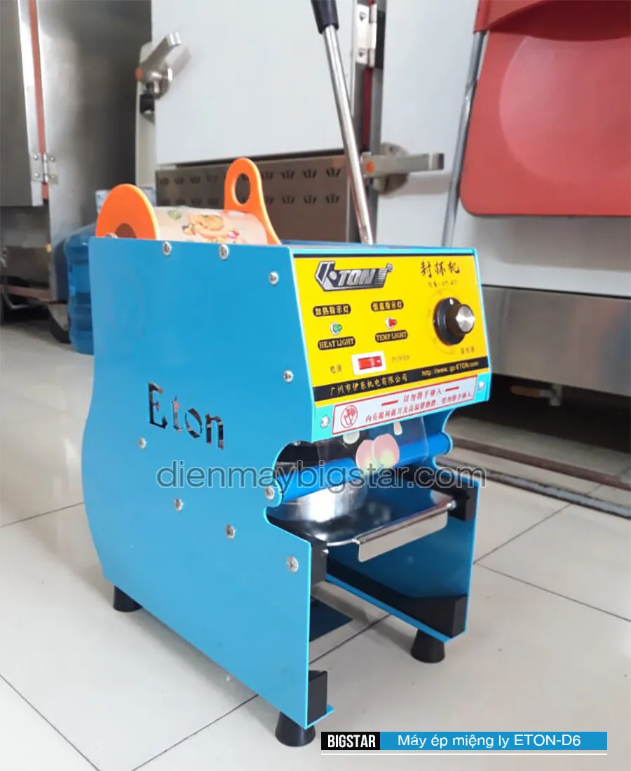 Máy ép ly ETON-D6 vận hành thủ công phù hợp cho quán cà phê và trà sữa quy mô nhỏ
