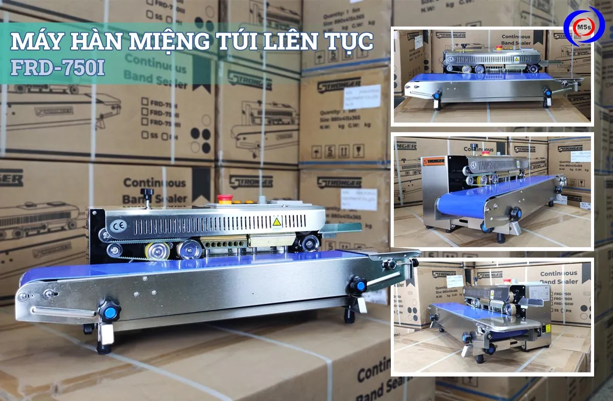Máy hàn miệng túi liên tục Stronger FRD-750I-IN, một giải pháp máy ép miệng túi cà phê công suất lớn