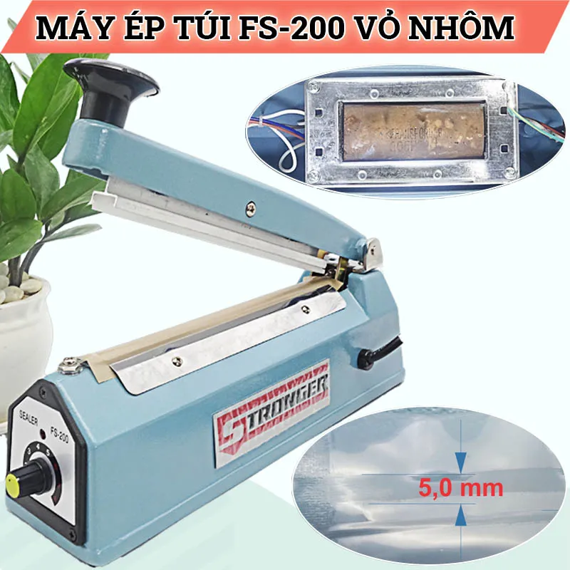 Máy hàn túi dập tay FS-200, một dòng máy ép miệng túi cà phê mini phổ biến cho hộ kinh doanh nhỏ