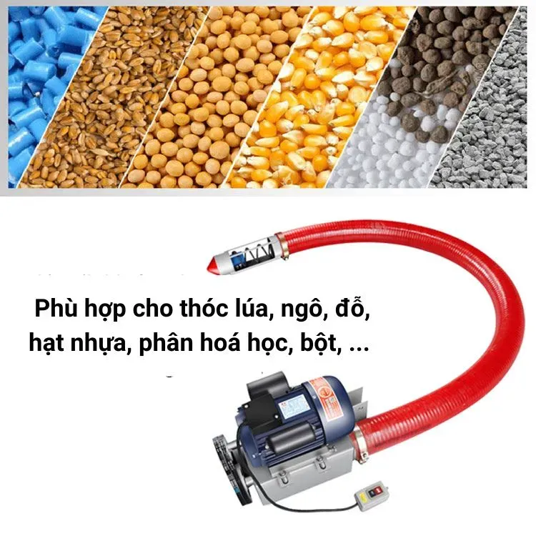 Máy hút cà phê linh hoạt đang vận chuyển hạt từ container lên thiết bị chế biến