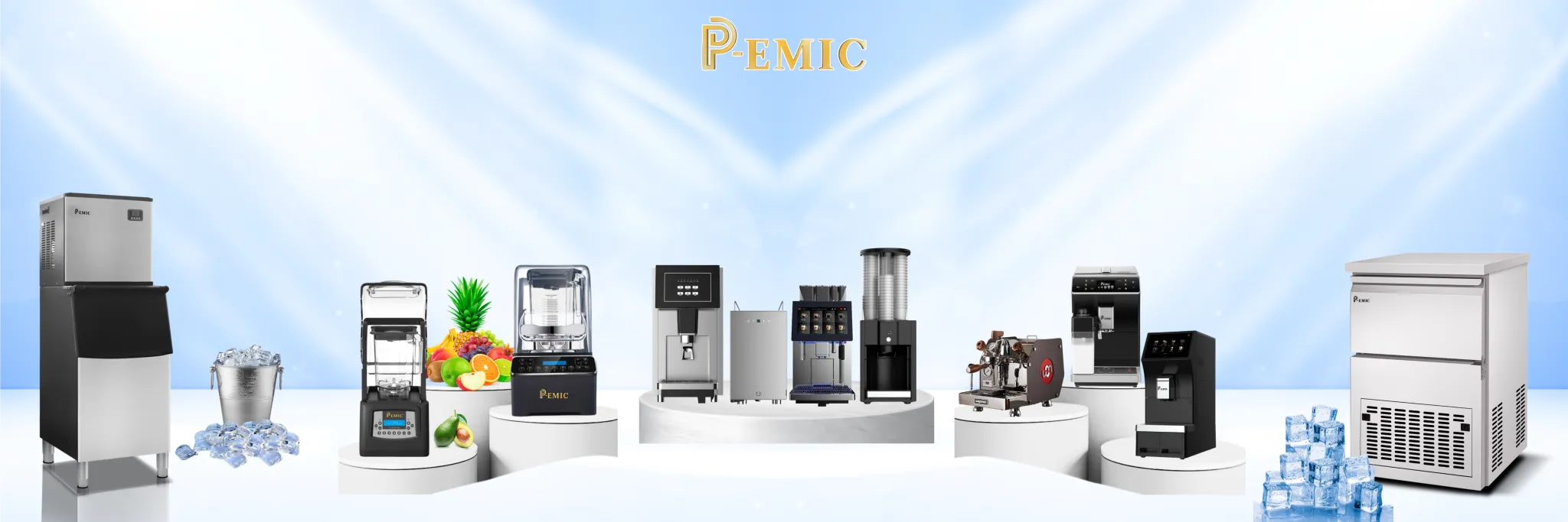 Mô tả bối cảnh tổng quan về không gian quầy bar chuyên nghiệp với đầy đủ thiết bị