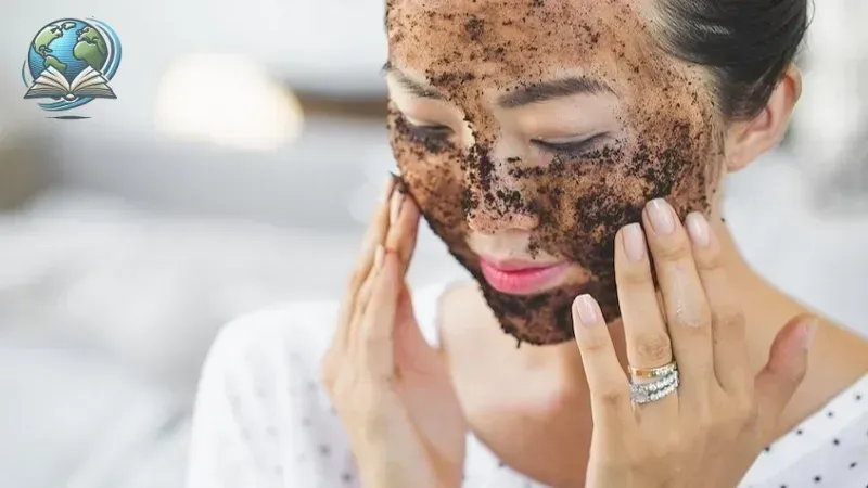 Người phụ nữ đang nhẹ nhàng massage bã cà phê lên vùng da tay để loại bỏ tế bào chết và kích thích tuần hoàn máu