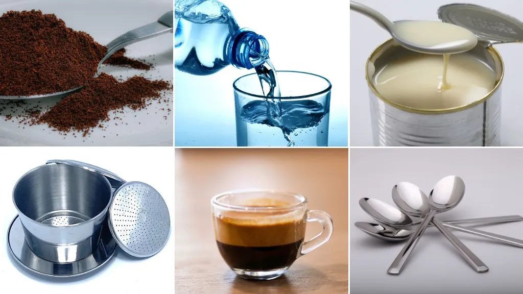 Nguyên liệu chuẩn bị để pha cà phê sữa nóng ngon