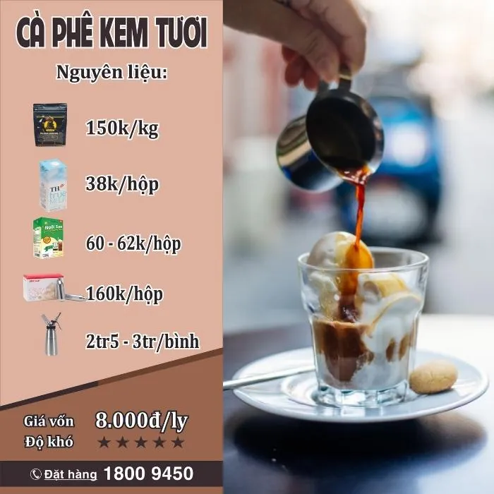 Nguyên liệu cơ bản để thực hiện cách pha cà phê kem tươi tại nhà