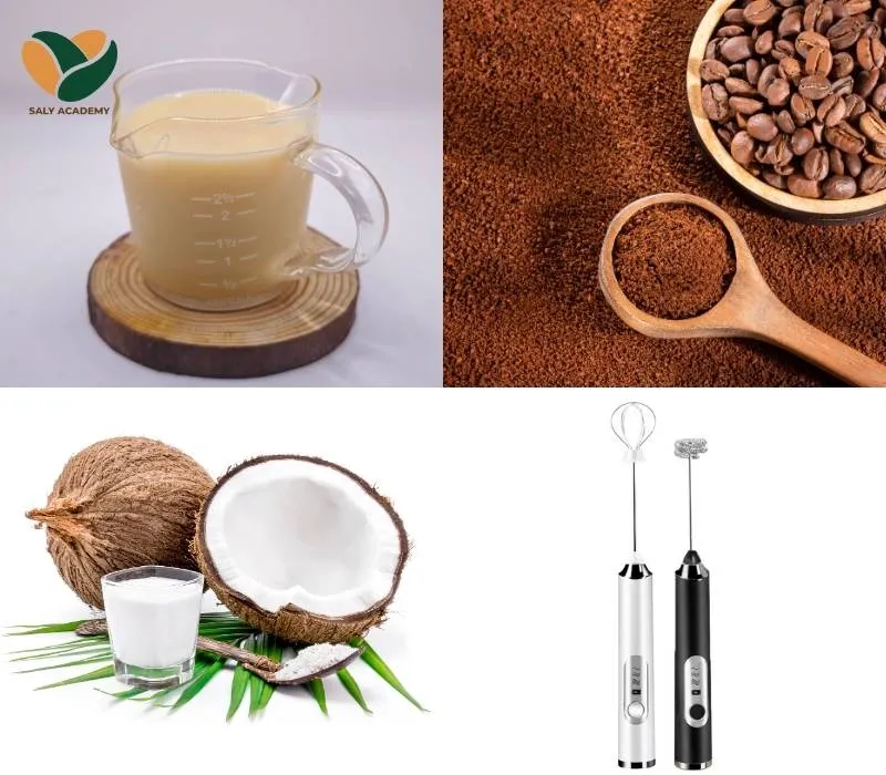 Nguyên liệu và dụng cụ pha cà phê dừa chuyên nghiệp