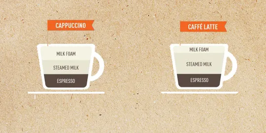 Phân biệt Cappuccino và Latte qua tỷ lệ bọt sữa và sữa nóng