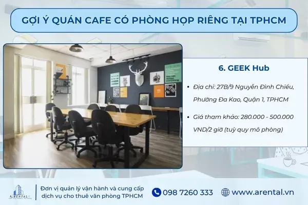 Quán cà phê cho thuê phòng họp Geek Hub.