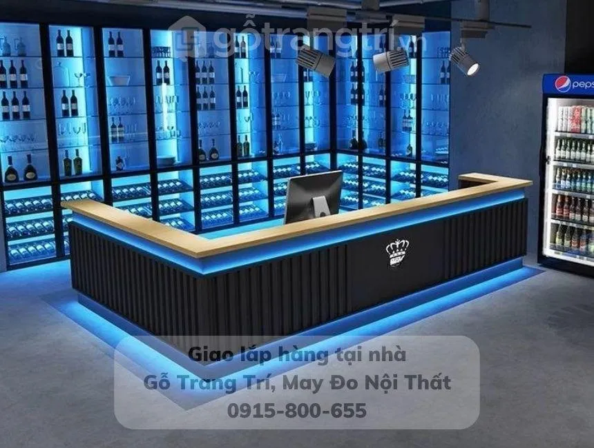 Sự hài hòa màu sắc tinh tế của mẫu quầy bar cà phê retro GHS-41963