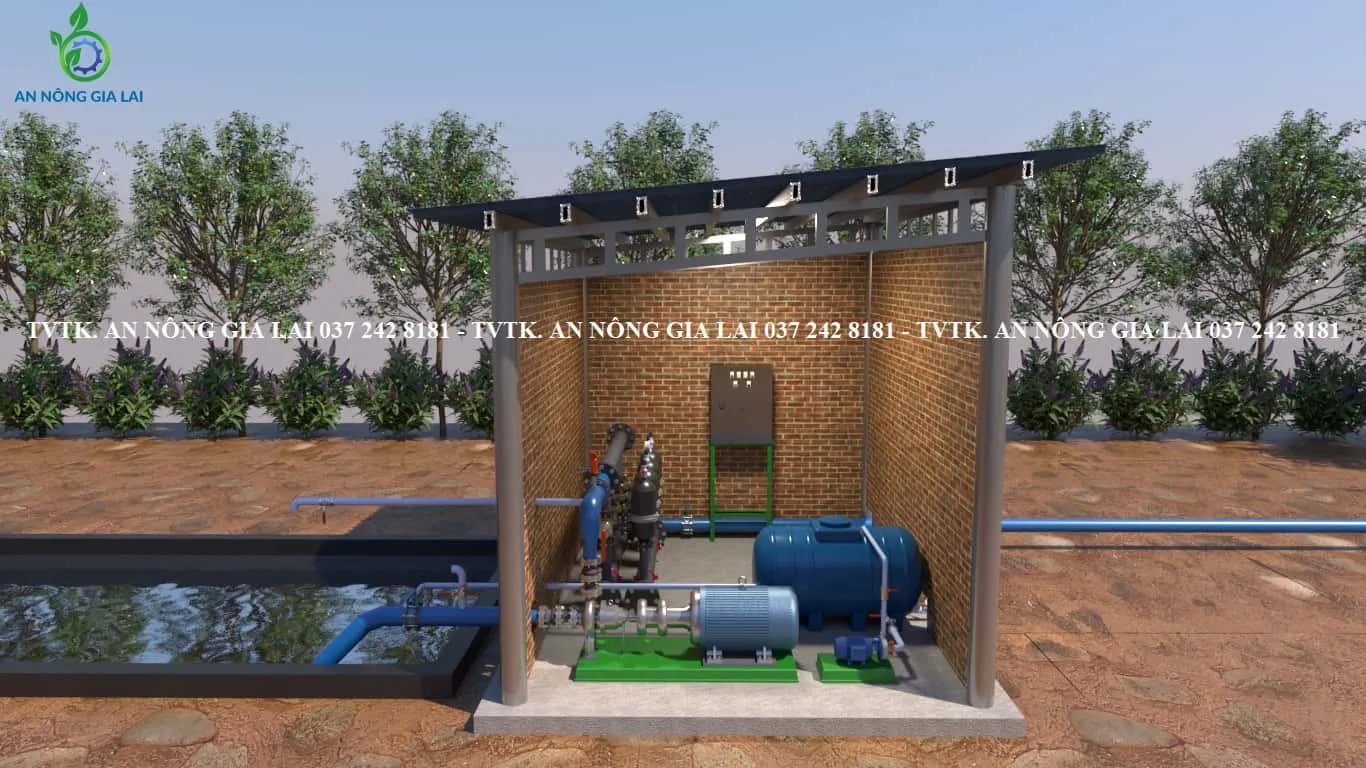 Trạm bơm cao áp chuyên dụng cho địa hình đất dốc tại vườn cà phê Tây Nguyên