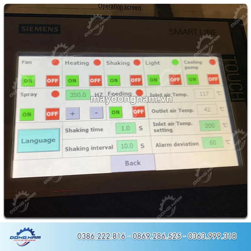 Tủ điều khiển trung tâm LCD cài đặt thông số vận hành máy phun sương