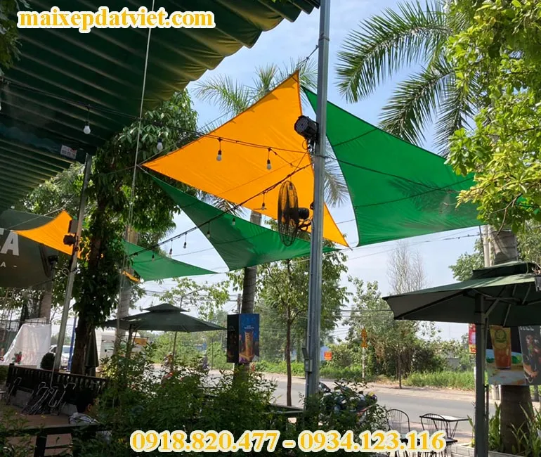 Mái che bạt căng quán cà phê sân vườn