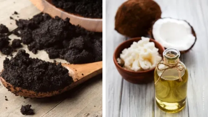Tắm trắng bã cà phê và dầu dừa