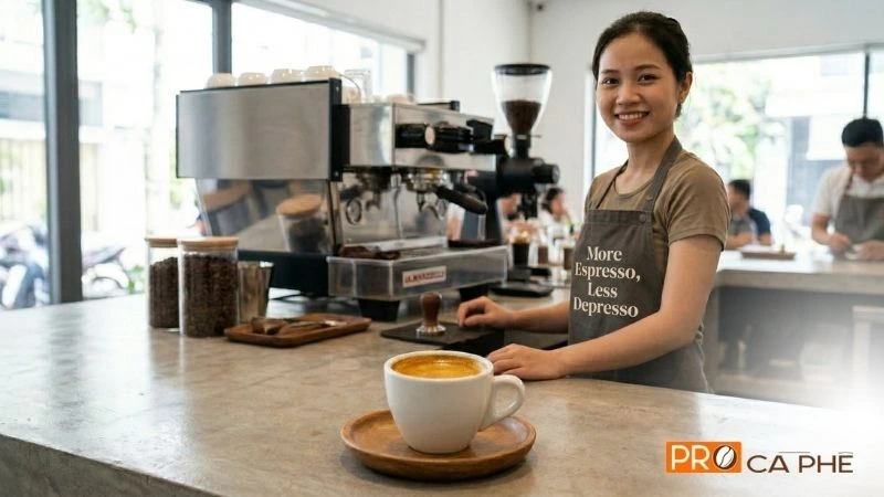 Espresso từ Robusta tạo lớp crema vàng óng dày mịn và body đậm đặc