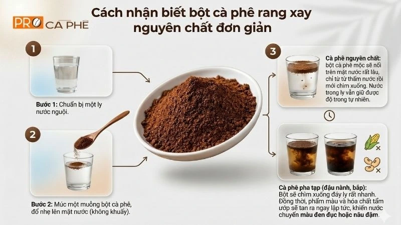 Cách nhận biết bột cà phê rang xay nguyên chất đơn giản