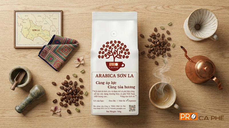 Hạt Arabica Sơn La cao cấp được chọn lọc kỹ lưỡng cùng quá trình rang xay nghiêm ngặt